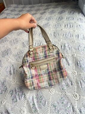 Y2K Coach Poppy Daisy Madras Plaid Bowling Shoulder Bag